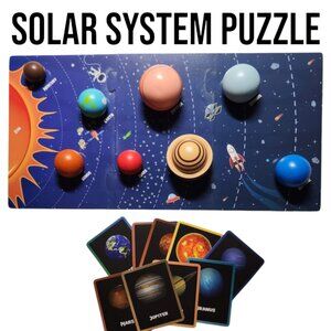 NEW Wooden Solar System Puzzle Planets Montessori Educational Learning Toy Puzzl